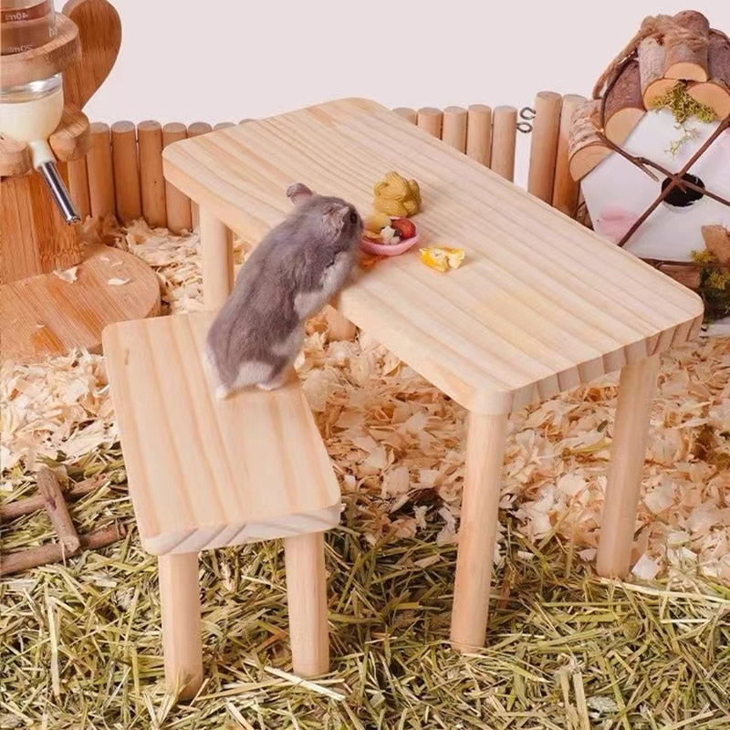 1pc Functional Wooden Hamster House Desk Platform Pet Stand Toy Station Board Pet Products Hamster Cage Golden Bear Toy Supplies