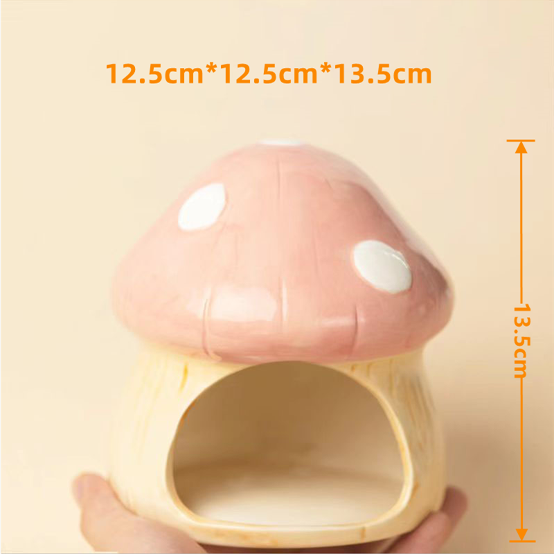 2023 Cute Hamster Cage Pet Items Ceramic Mushroom House Small Pet Bowl For Rabbit Ferret Rat Chinchilla Hedgehog Pet Products