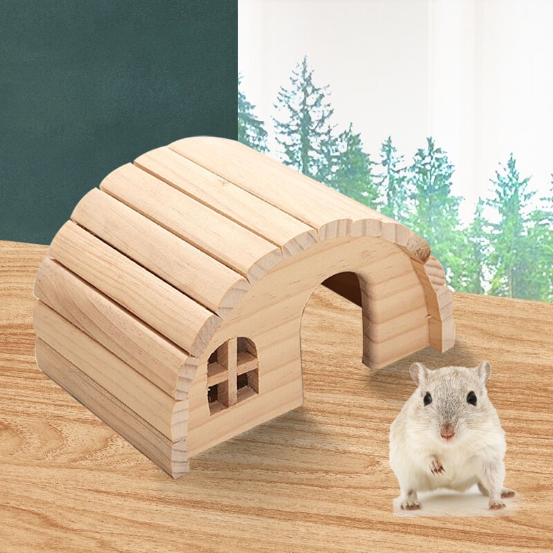 Handmade Eco-friendly Hamster Semicircle Wooden House Guinea Pig Djungarian Hamster Mini Hedgehog Rabbit Totoro Wooden Room