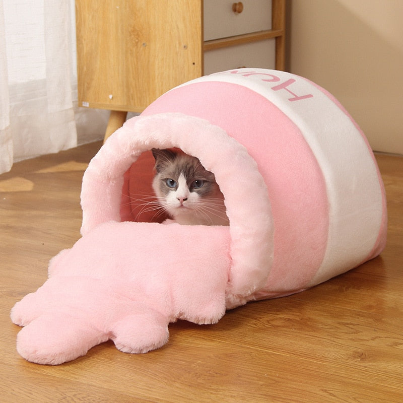 Cat Bed House Pet Accessories Four Seasons plush Mat Cats Cushion Basket Honey Jar Shape Pets Product For Small Cat Dog rabbit