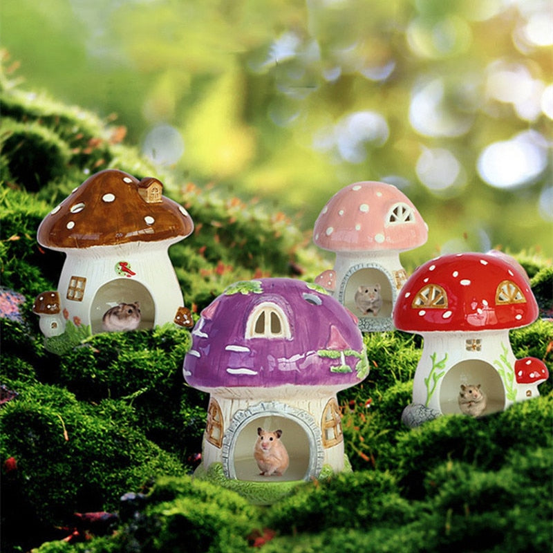 Cute Mushroom Hamster Cage Pet Items Guinea Pig Ferret Rat Rabbit Cage Hamster House Ceramics Tiny House For Hedgehog Chinchilla