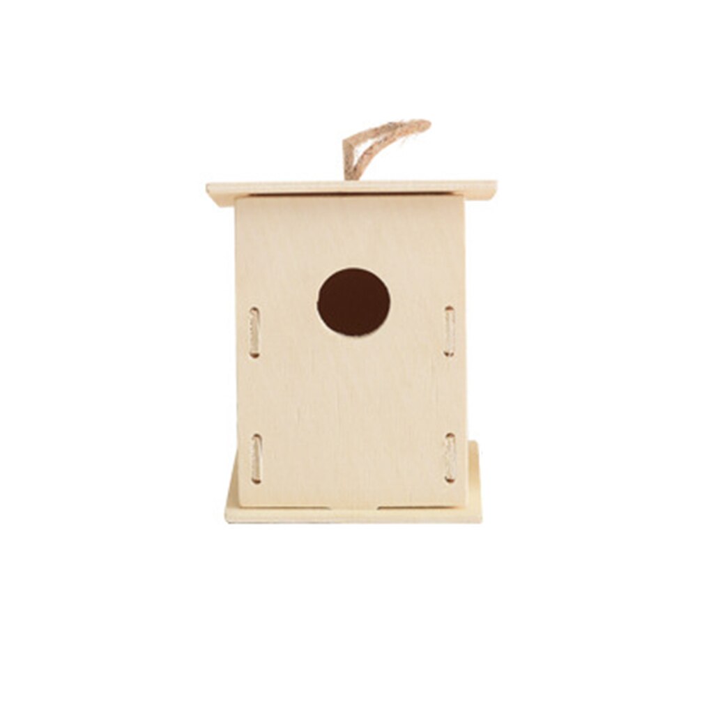 Bird Wood House with Lanyard Outdoor Unfinished DIY Accessory Pet Supplies Hanging Birdhouse for Outside Balcony