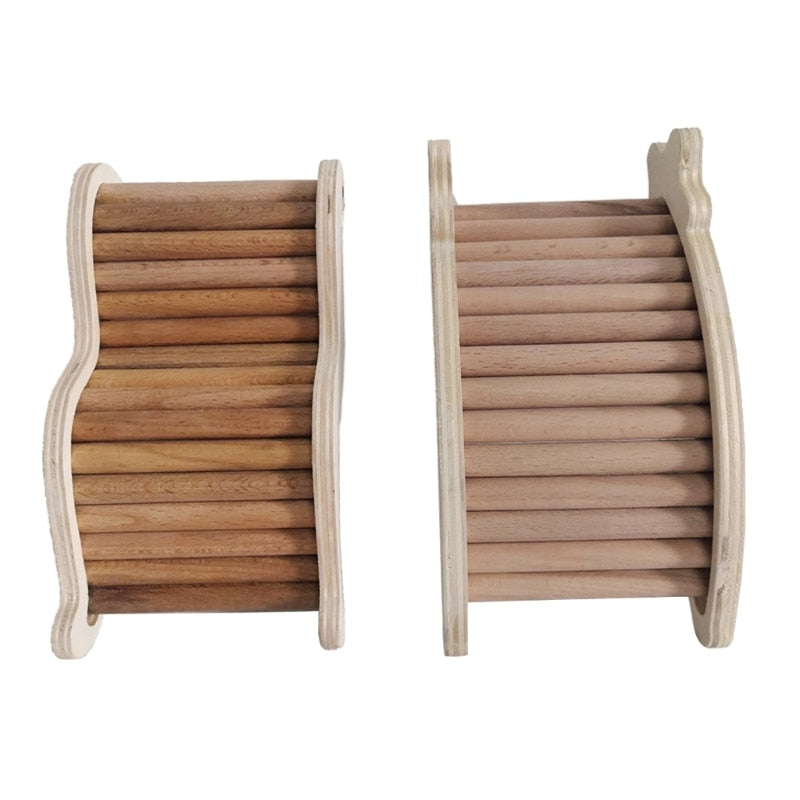 Wooden Pet Ladder Rabbit Climbing Bridge Toy Bird Nest Ladder Hamster House Accessories Chewing-Resistant Toy for Pet K5DC