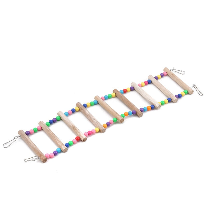 Parrots Toys Bird Swing Exercise Climbing Hanging Ladder Bridge Wooden Rainbow Pet Parrot Macaw Hammock Bird Toy With Bells