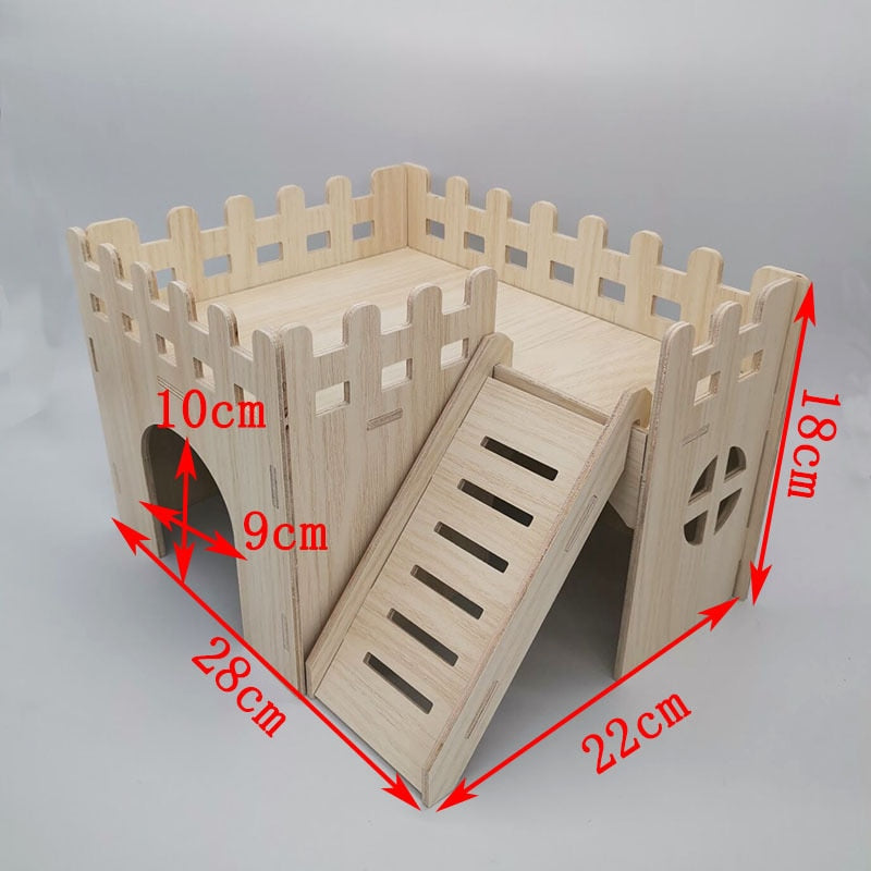 Hamster Squirrel Solid Wood Shelter Hedgehog Wooden House Golden Silk Bear Nest Dutch Pig Sleeping Room Rudin Chicken Big House
