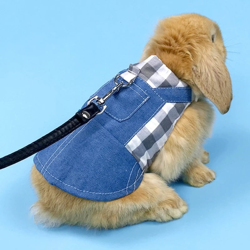 Cute Bunny Pet Vest Accessories Outdoor Leash Rabbit Clothes Harness Strap Leash for Rabbit Dress Clothes Harness for Rabbit