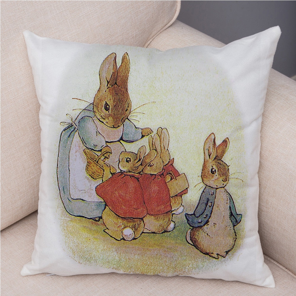 Cute Cartoon Rabbit Soft Plush Cushion Cover for Sofa Home Children Room Decor Fairy Tale Animal Pillowcase Pillow Case Covers