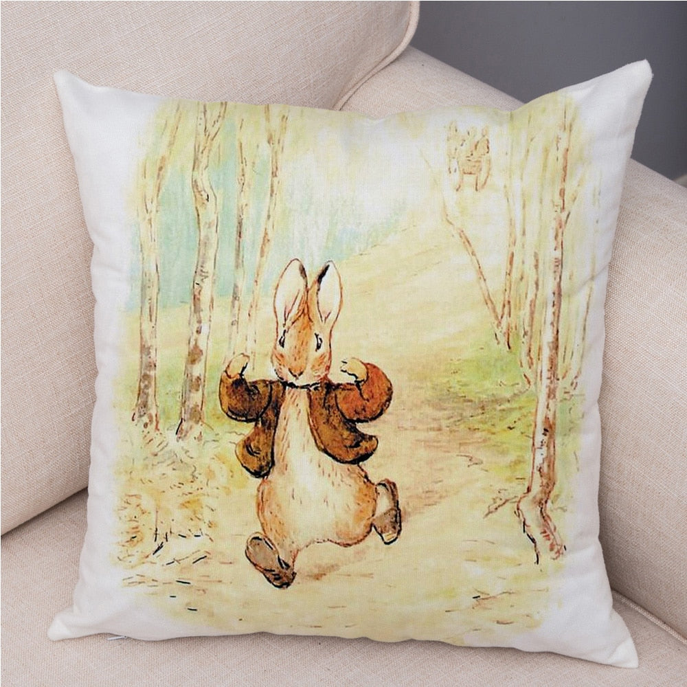 Cute Cartoon Rabbit Soft Plush Cushion Cover for Sofa Home Children Room Decor Fairy Tale Animal Pillowcase Pillow Case Covers