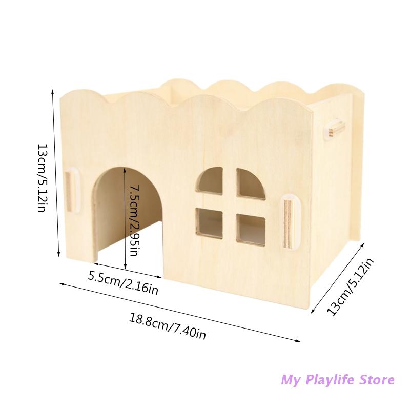 Wood Hamster House Rat Mouse Hideout Hut Hamster Nest Wooden Toy Habitats Decor Chinchilla Nest DIY Hideout Hut