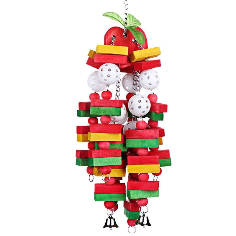 Large Bird Chewing Toy Parrot Parakeets Cage Bite Toys For Cockatoos African Grey Macaws Love Birds Toy Natural Wooden Blocks