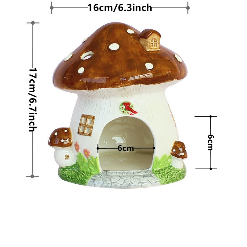 Cute Mushroom Hamster Cage Pet Items Guinea Pig Ferret Rat Rabbit Cage Hamster House Ceramics Tiny House For Hedgehog Chinchilla