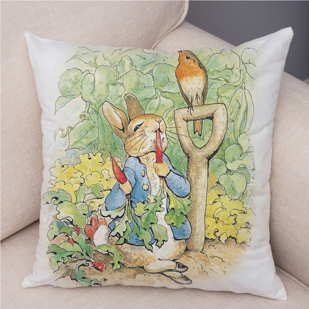 Cute Cartoon Rabbit Soft Plush Cushion Cover for Sofa Home Children Room Decor Fairy Tale Animal Pillowcase Pillow Case Covers