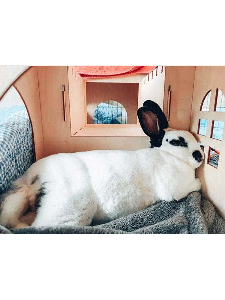 Wooden Rabbit Accessories Rodent Cage Hamster Hammock rat Ladders Castle and Bridge Set Play House Bed Hideout Warm Nest Animal