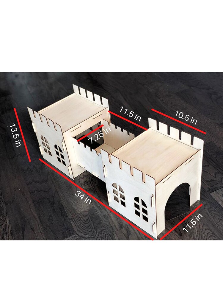 Wooden Rabbit Accessories Rodent Cage Hamster Hammock rat Ladders Castle and Bridge Set Play House Bed Hideout Warm Nest Animal