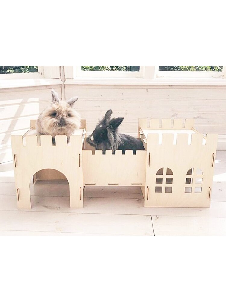 Wooden Rabbit Accessories Rodent Cage Hamster Hammock rat Ladders Castle and Bridge Set Play House Bed Hideout Warm Nest Animal
