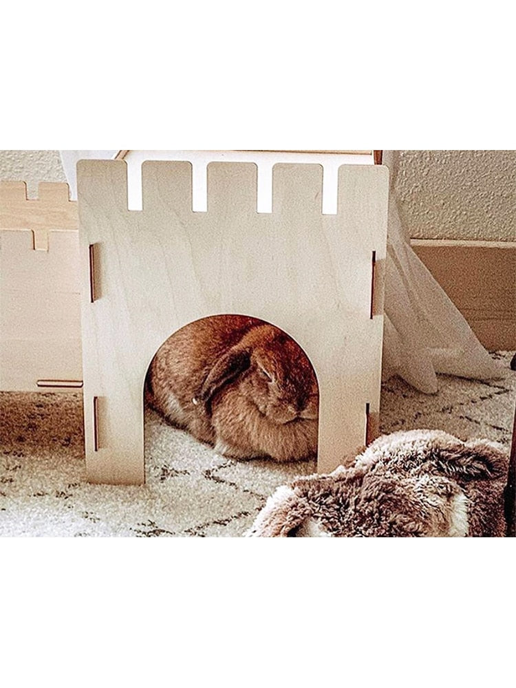 Wooden Rabbit Accessories Rodent Cage Hamster Hammock rat Ladders Castle and Bridge Set Play House Bed Hideout Warm Nest Animal