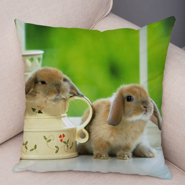 Cute Rabbit Bunny Cushion Cover Pillowcase Pillow Covers for Sofa Car Home Decor Pet Animal Pillow Cover Cotton Plush 45x45 cm