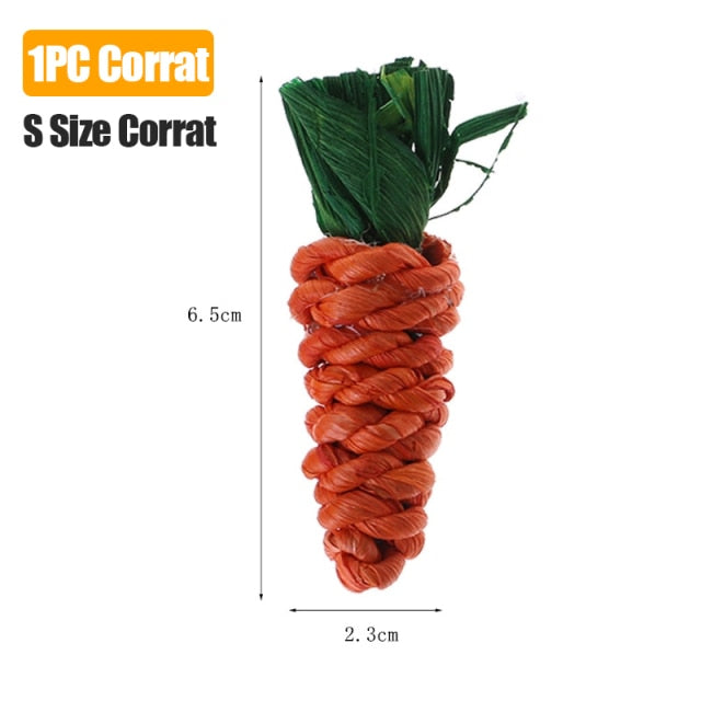 Carrot Shaped Rabbit Hamster Chew Bite Toys Rabbit Guinea Pig Molar Tooth Cleaning Toys Supplies Pet Toys 1pc/2pcs/3pcs