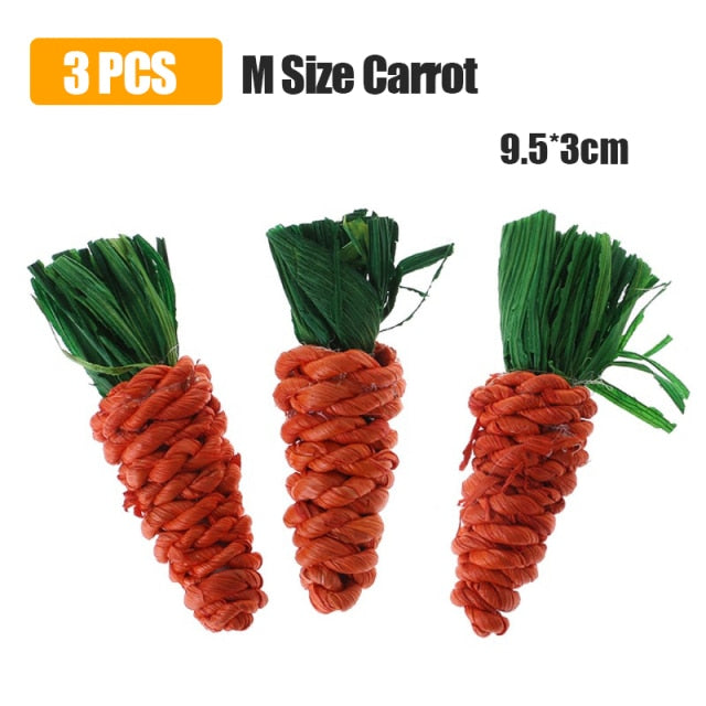 Carrot Shaped Rabbit Hamster Chew Bite Toys Rabbit Guinea Pig Molar Tooth Cleaning Toys Supplies Pet Toys 1pc/2pcs/3pcs