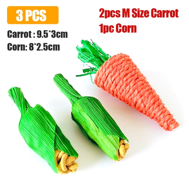 Carrot Shaped Rabbit Hamster Chew Bite Toys Rabbit Guinea Pig Molar Tooth Cleaning Toys Supplies Pet Toys 1pc/2pcs/3pcs