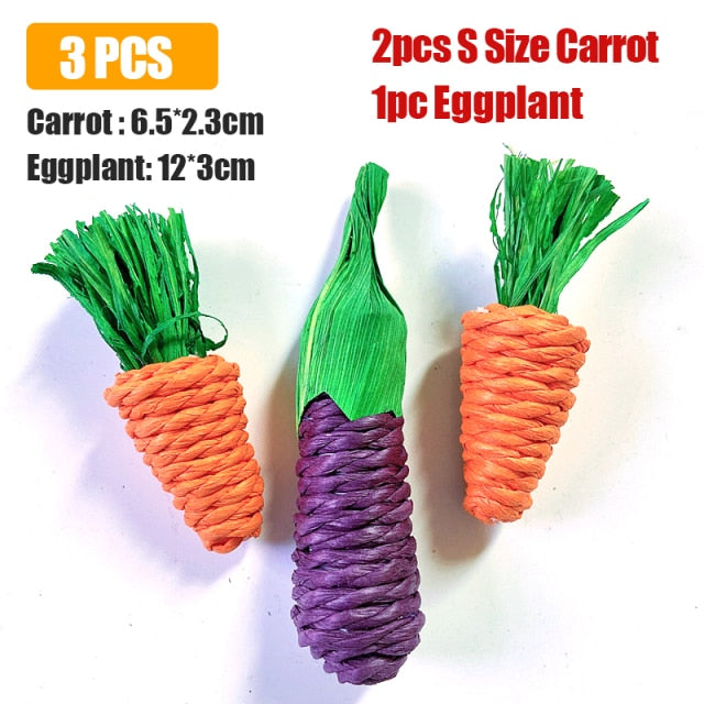Carrot Shaped Rabbit Hamster Chew Bite Toys Rabbit Guinea Pig Molar Tooth Cleaning Toys Supplies Pet Toys 1pc/2pcs/3pcs