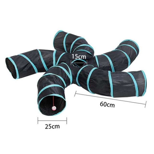 Indoor 2/3/4 5-way Collapsible Cat Tunnel Tube Kitty Tunnel Bored Cat Pet Toys Peek Hole Toy Cat Puppy Kitty Kitten Rabbit
