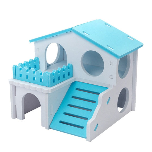 Soft Guinea Pig House Bed Cage for Hamster Pet Hamster House with Ladder Rabbit Nest Log Cabin Animal Sleeping Supply Pet Produt