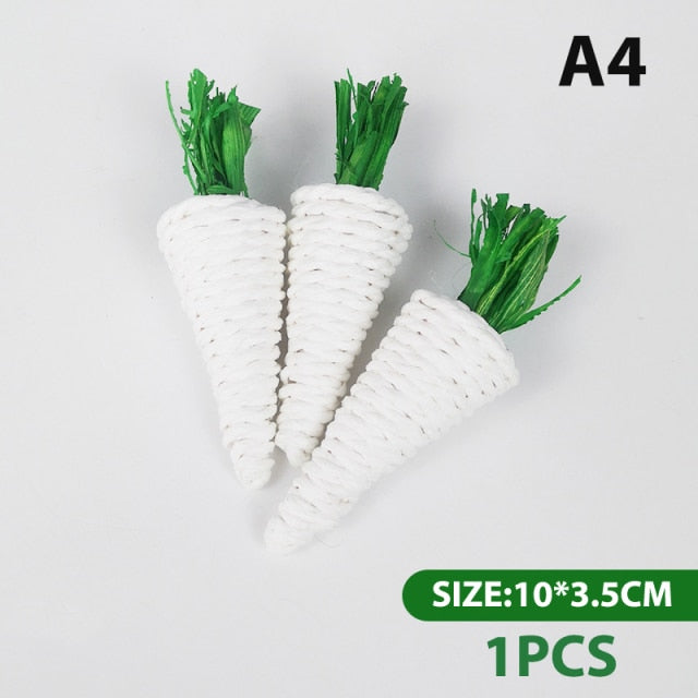 Hamster Rabbit Chew Toy Bite Grind Teeth Toys Corn Carrot Woven Balls For Tooth Cleaning Radish Molar Toys Pet Supplies