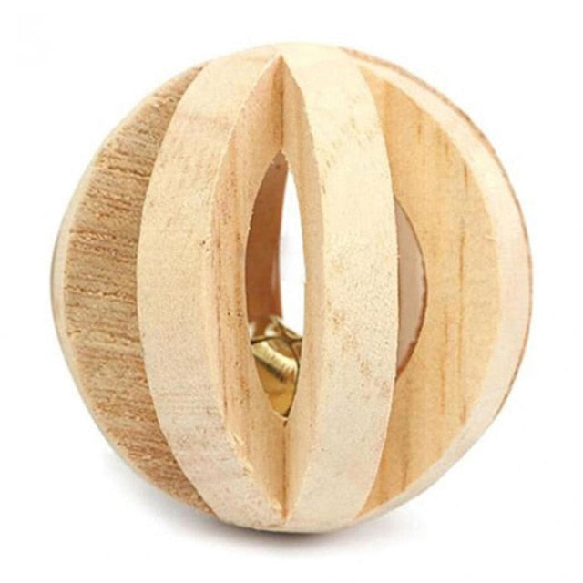 Cute Natural Wooden Rabbits Hamster Toys Pine Dumbells Unicycle Bell Roller Toys for Guinea Pigs Rat Small Pet Molars Supplies