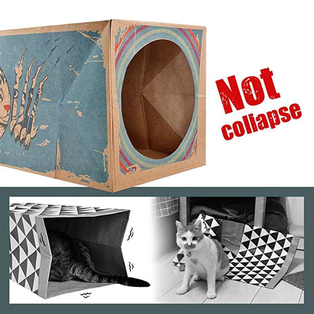 Funny Cat Tunnel Toy Foldable Holes Kitten Kraft Paper Tunnel Cave Hide and Seek Toys for Cats Pet Supplies Interactive Cat Toys