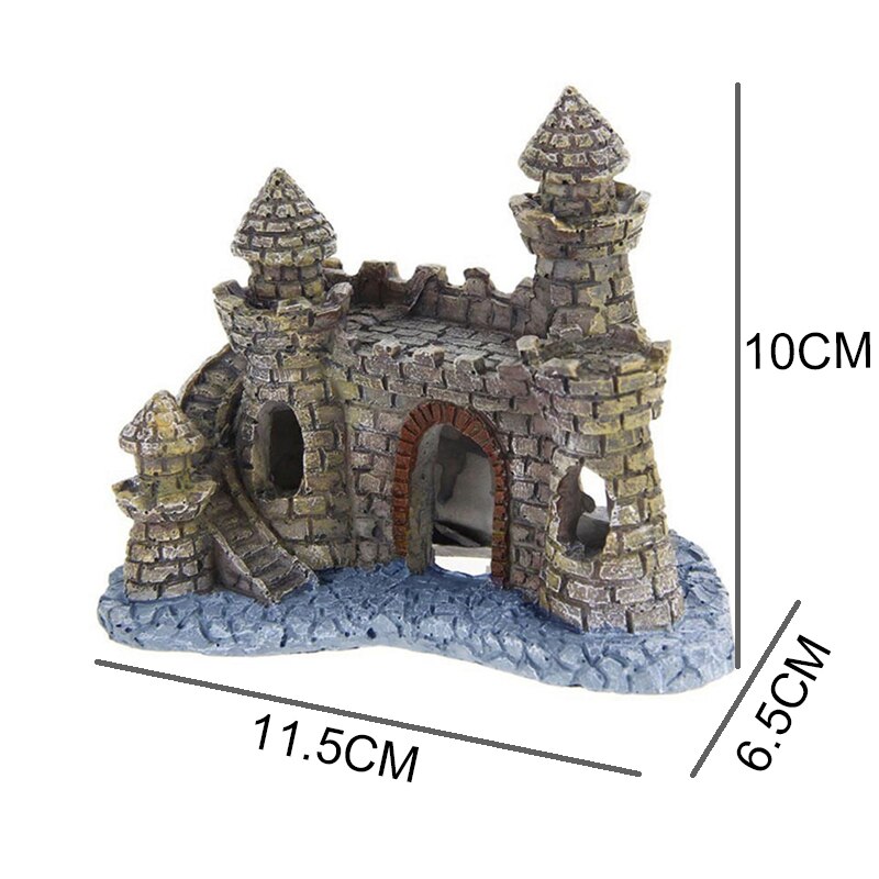 Aquarium Resin Castle Decoration Fish Tank Landscaping Building Rocks Cave Hideouts House Artificial Ornament Decor Accessories