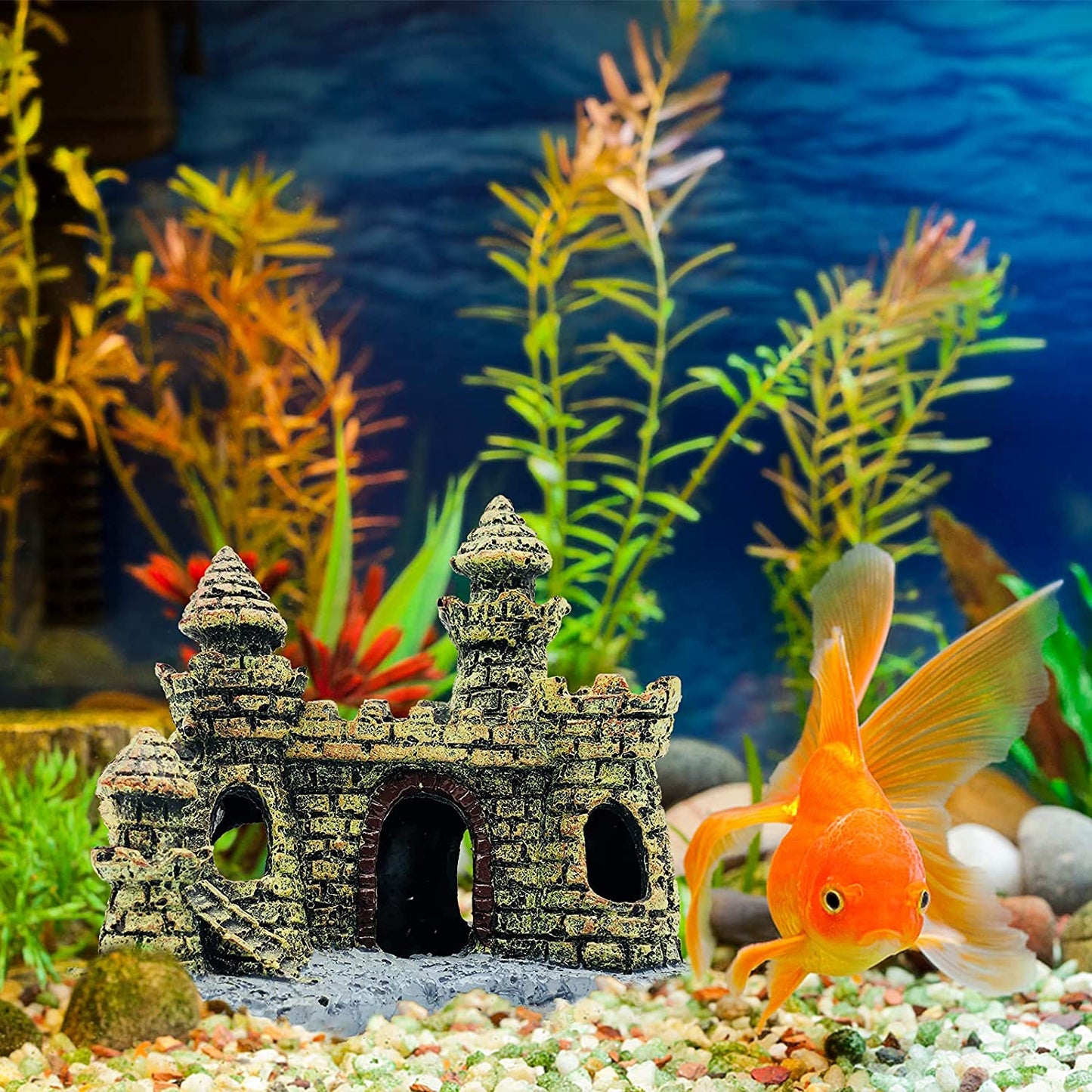 Aquarium Resin Castle Decoration Fish Tank Landscaping Building Rocks Cave Hideouts House Artificial Ornament Decor Accessories