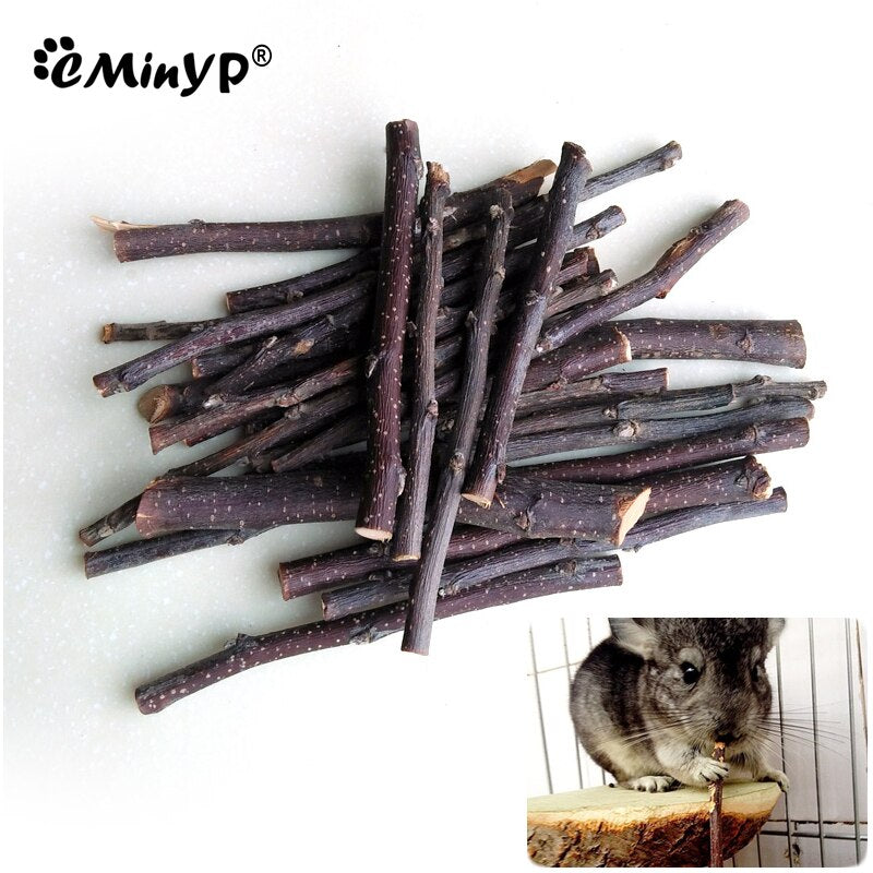 50G Bunny Chew Sticks Natural Apple Wood Branch For Chinchillas Guinea Pigs Hamsters Chewing Playing Exercise Teeth Care Pet Toy