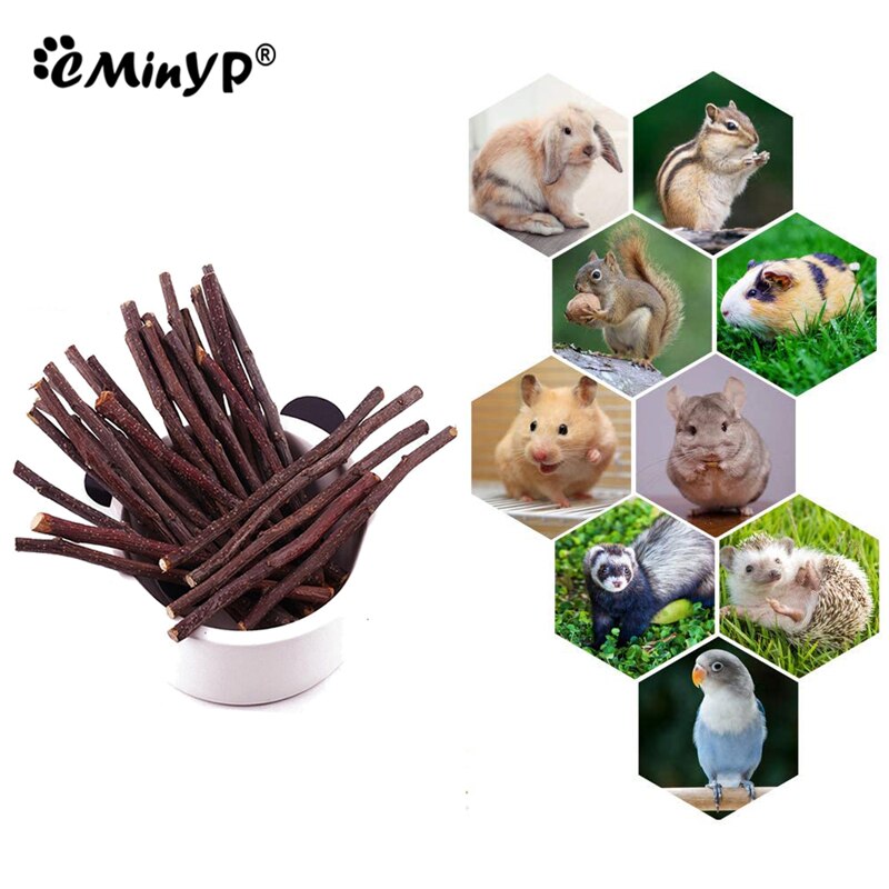 50G Bunny Chew Sticks Natural Apple Wood Branch For Chinchillas Guinea Pigs Hamsters Chewing Playing Exercise Teeth Care Pet Toy