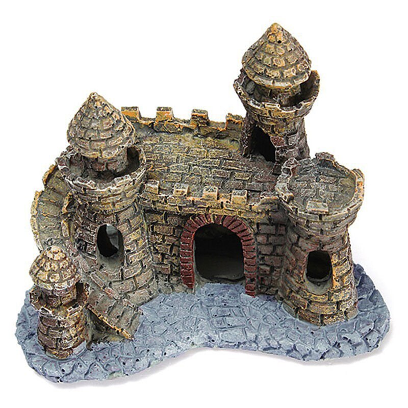 Aquarium Resin Castle Decoration Fish Tank Landscaping Building Rocks Cave Hideouts House Artificial Ornament Decor Accessories