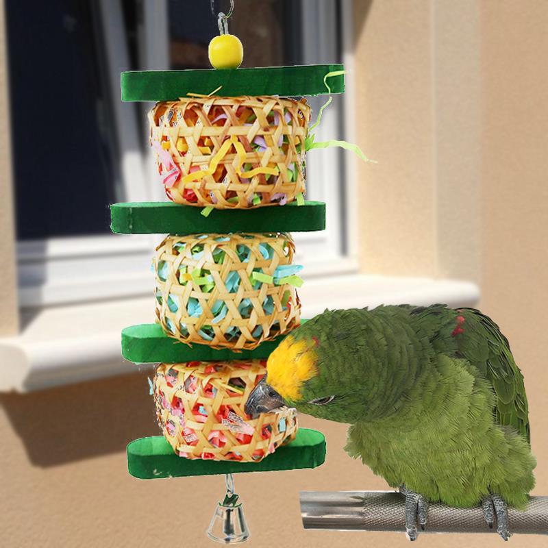 Parrots Chewing Toys Bird Cage Shredding Toys Foraging Hanging Toys For Lovebird Cockatiel Conure African Grey Bird Accessories