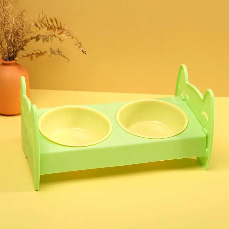 Hoopet Cat Bowl Ceramic Cat Food Bowl Dog Bowl Anti overturning Double Bowl Oblique Neck Protection Drinking Bowl Pet Supplies