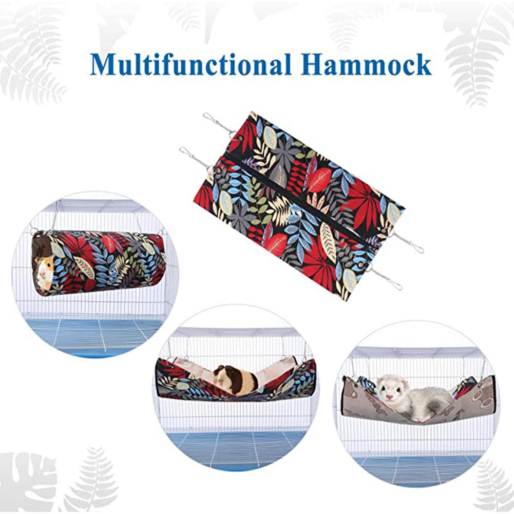 Pet Hanging Tunnel Cool Mat For Small Animals Cool Rainforest Pattern Sugar Glider Hammock Cage Accessories