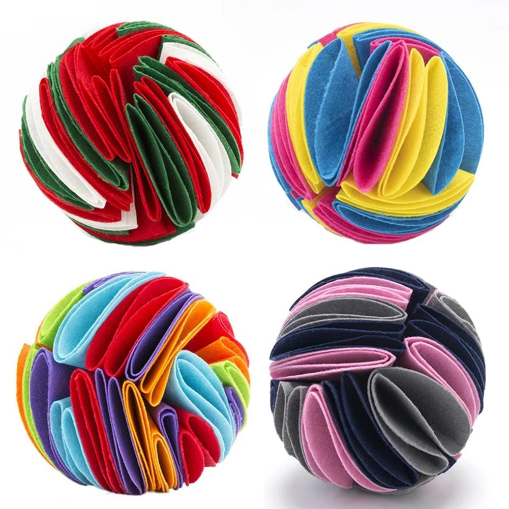 Pet Dog Sniffing Ball Puzzle Toys Colorful Foldable Nose Sniff Toy Increase Iq Training Food Slow Feeding Toy For Relieve Stress