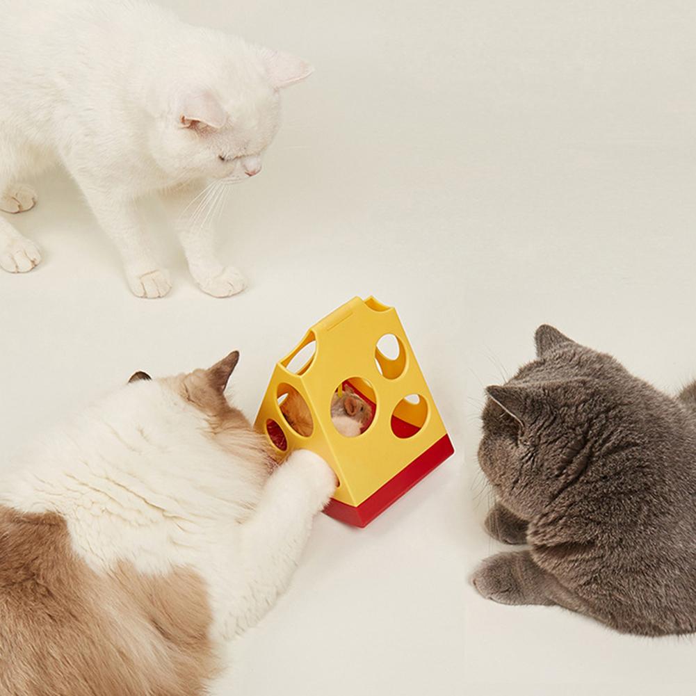 Automatic Cat Toy Cheese-shaped Usb Rechargeable Hide-and-seek Smart Cage Rat For Small Medium Cats