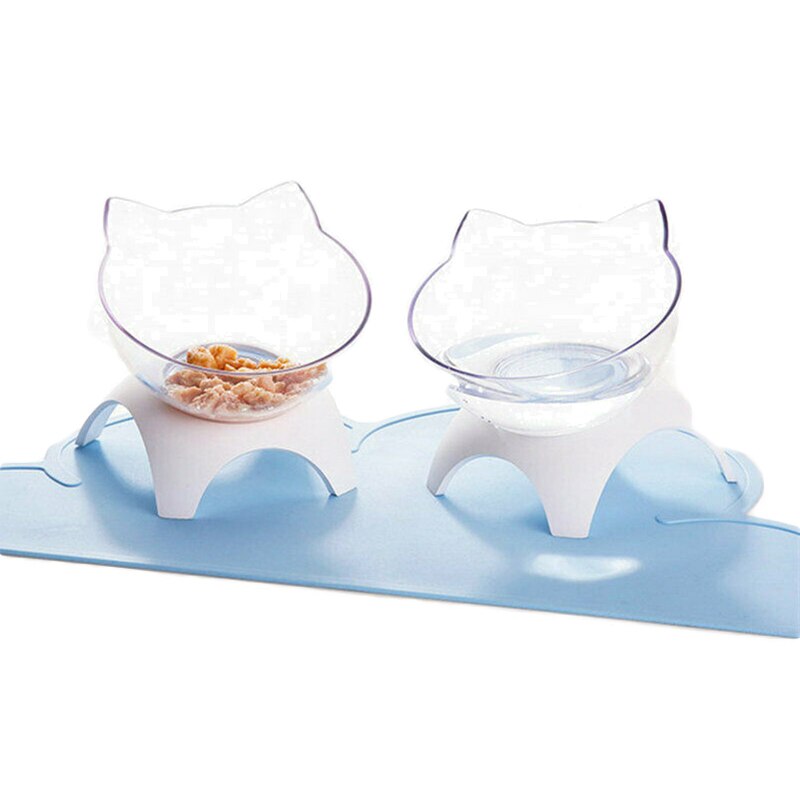 Cat Raised Stand Feeding Bowl Transparent Plastic Pet Food Water Feeder Bowl Cats Products for Pets Dog Bowl with Stand