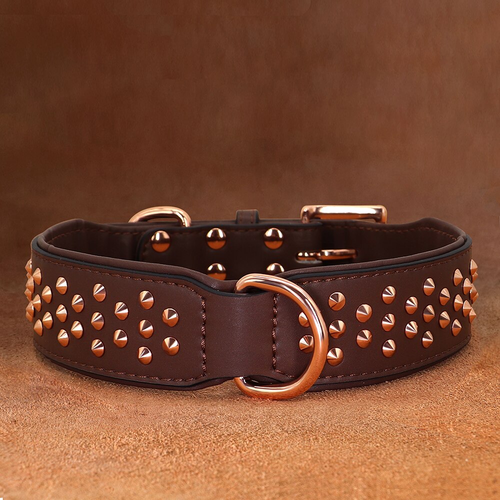 Studded Leather Dog Collar Durable Big Dog Pet Collars German Shepherd Large Collars Adjustable for Medium Large Dog Pitbull