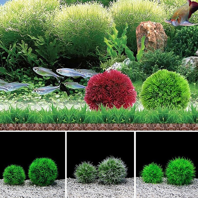 Aquarium Artificial Plastic Aquatic Plants Fish Tank Decor Water Grass Ball Plants For Aquarium Landscape Decoration Accessories