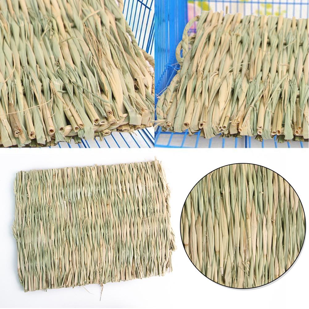 Rabbit Bunny Woven Grass Mats Bed Resting Mat Natural Hand Woven Chew Toy For Chinchilla Hamster Guinea Pig Chickens Parrots