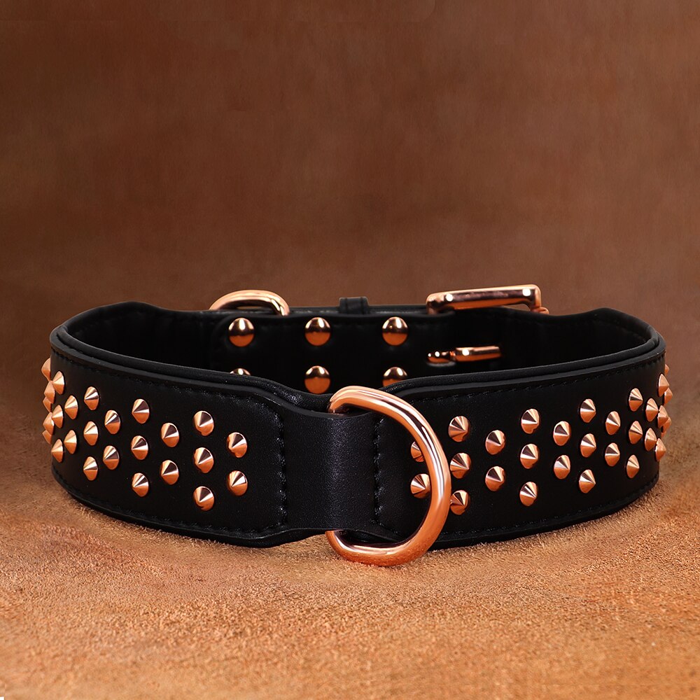 Studded Leather Dog Collar Durable Big Dog Pet Collars German Shepherd Large Collars Adjustable for Medium Large Dog Pitbull