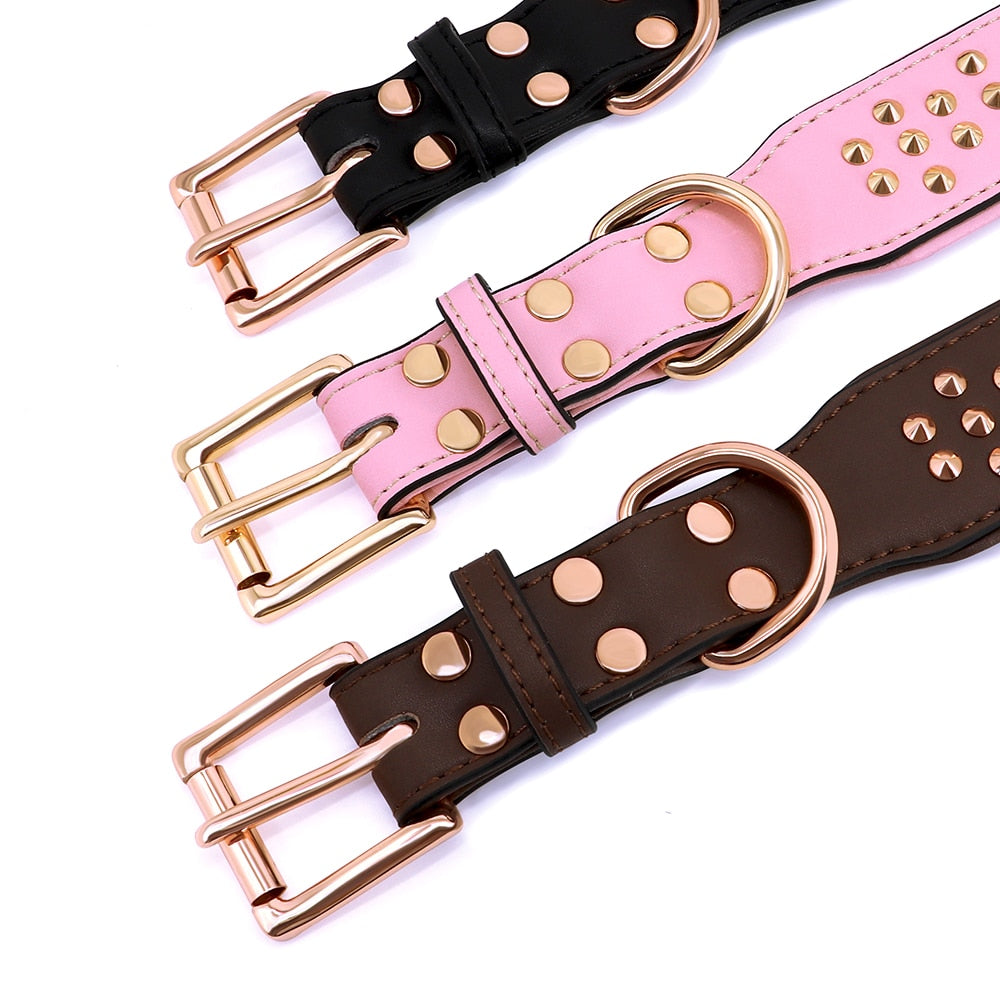 Studded Leather Dog Collar Durable Big Dog Pet Collars German Shepherd Large Collars Adjustable for Medium Large Dog Pitbull