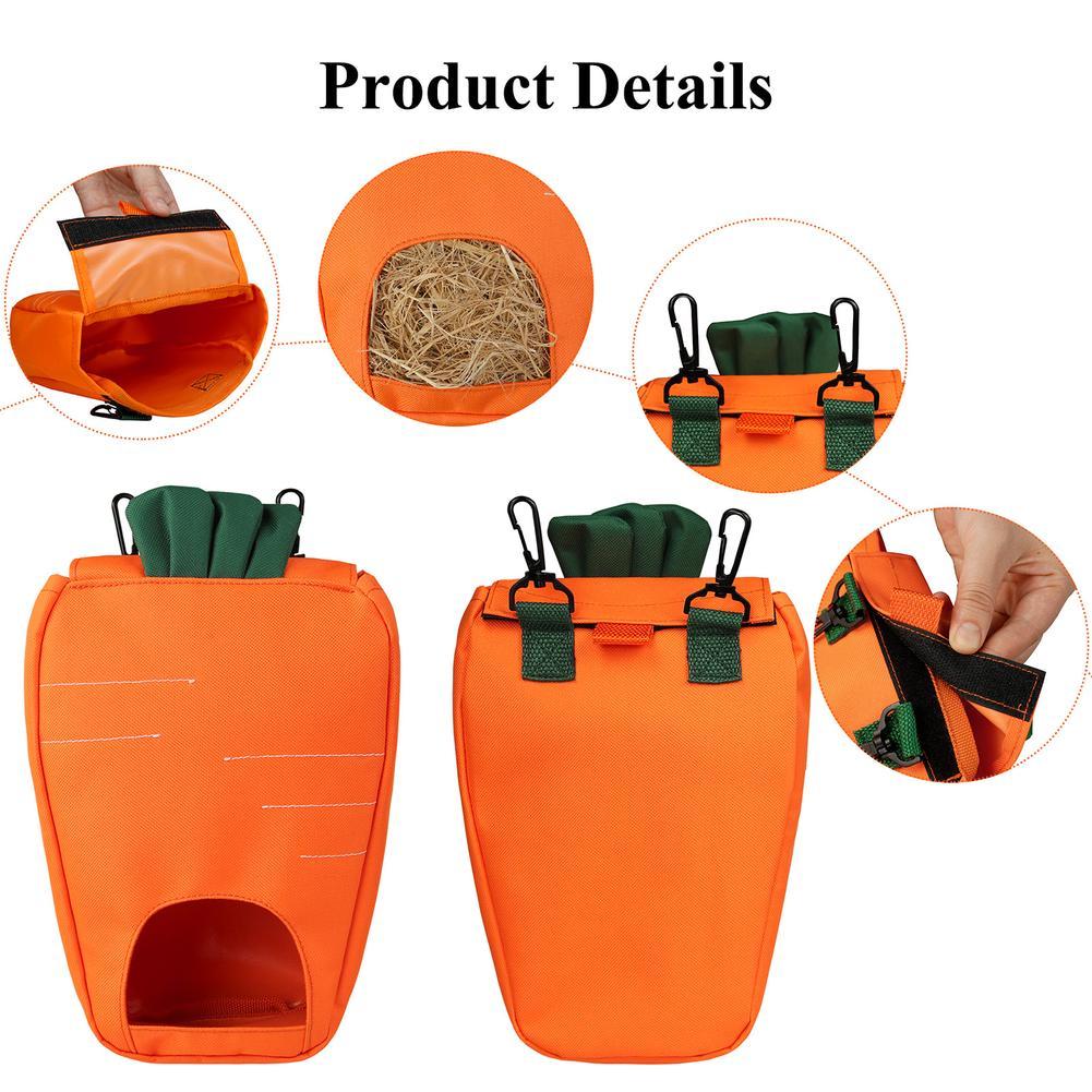 Hanging Feed Bag Carrot Shape Foldable Oxford Cloth Hay Feeder For Chinchilla Rabbit Hamster Guinea Pig