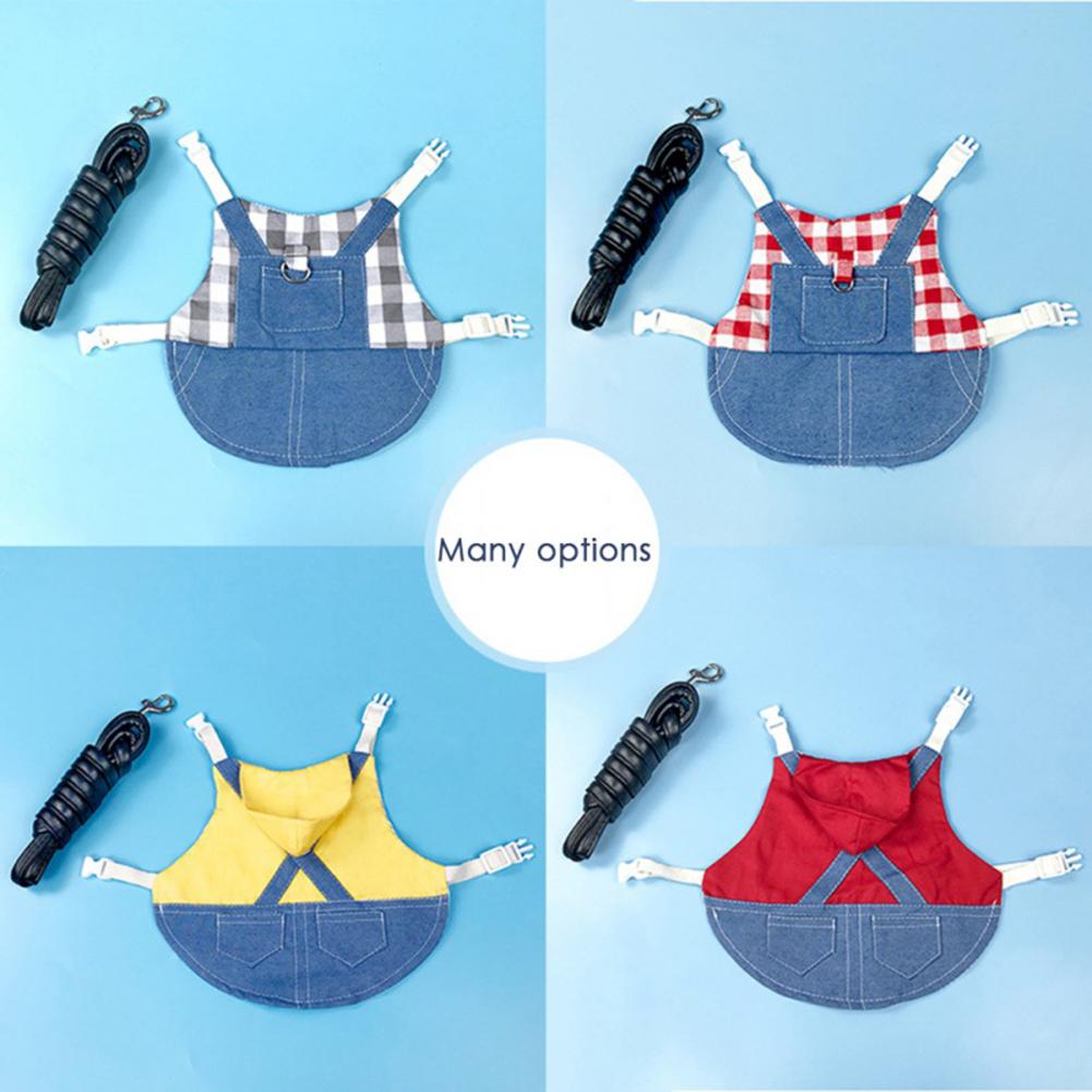 Denim Jacket Coat With Harness Leash Costume Clothes Pet Supplies For Rabbit Guinea Pig Hamster