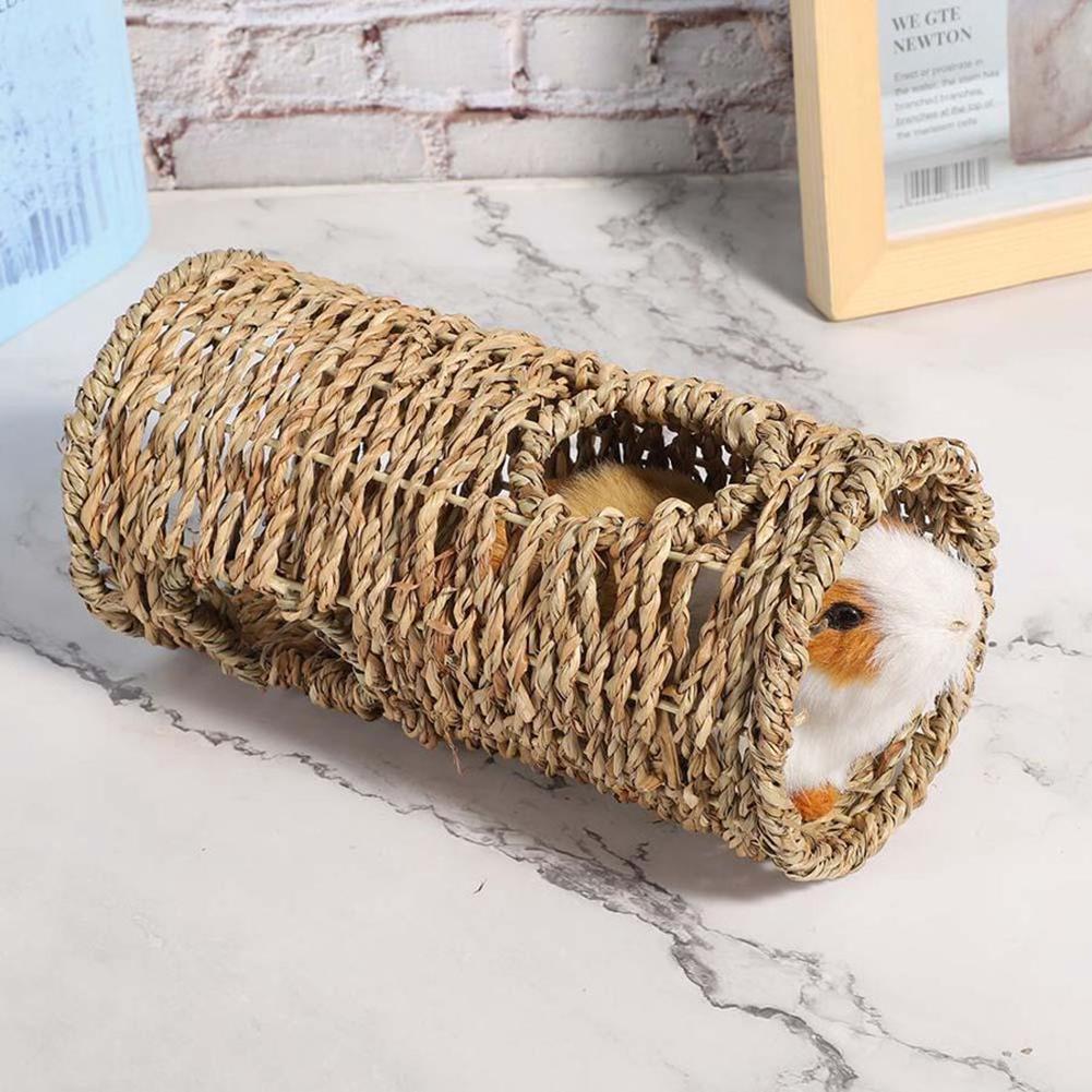 Hamster Grass Tunnel Toy Breathable Bite-Resistant Pet Nest Natural Water Grass Woven House For Parrots Hedgehog Chinchillas