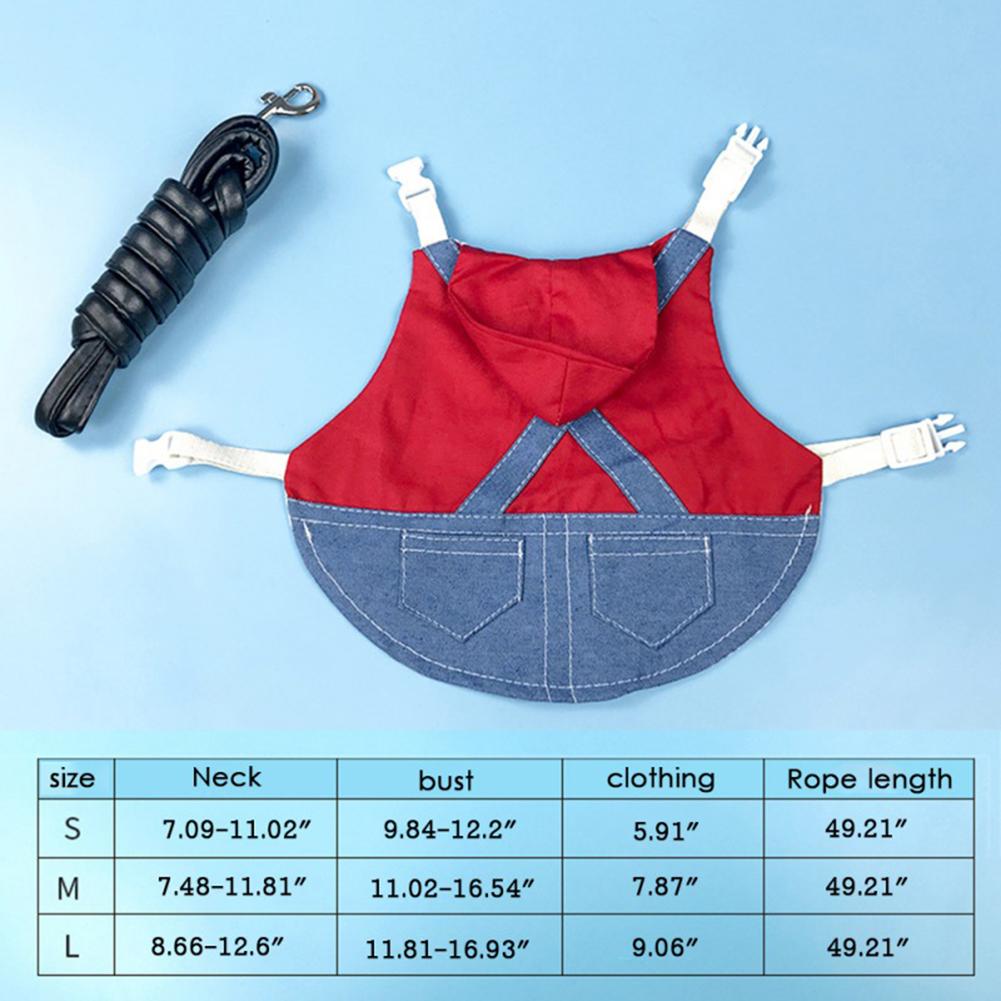 Denim Jacket Coat With Harness Leash Costume Clothes Pet Supplies For Rabbit Guinea Pig Hamster